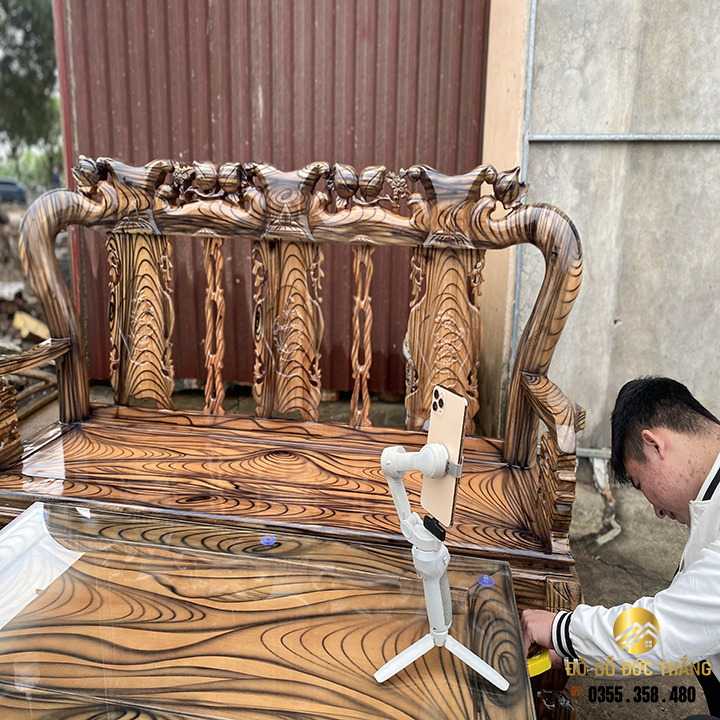 Bàn ghế minh quốc đào tràm tay 10 phù hợp nhà nhỏ gọn