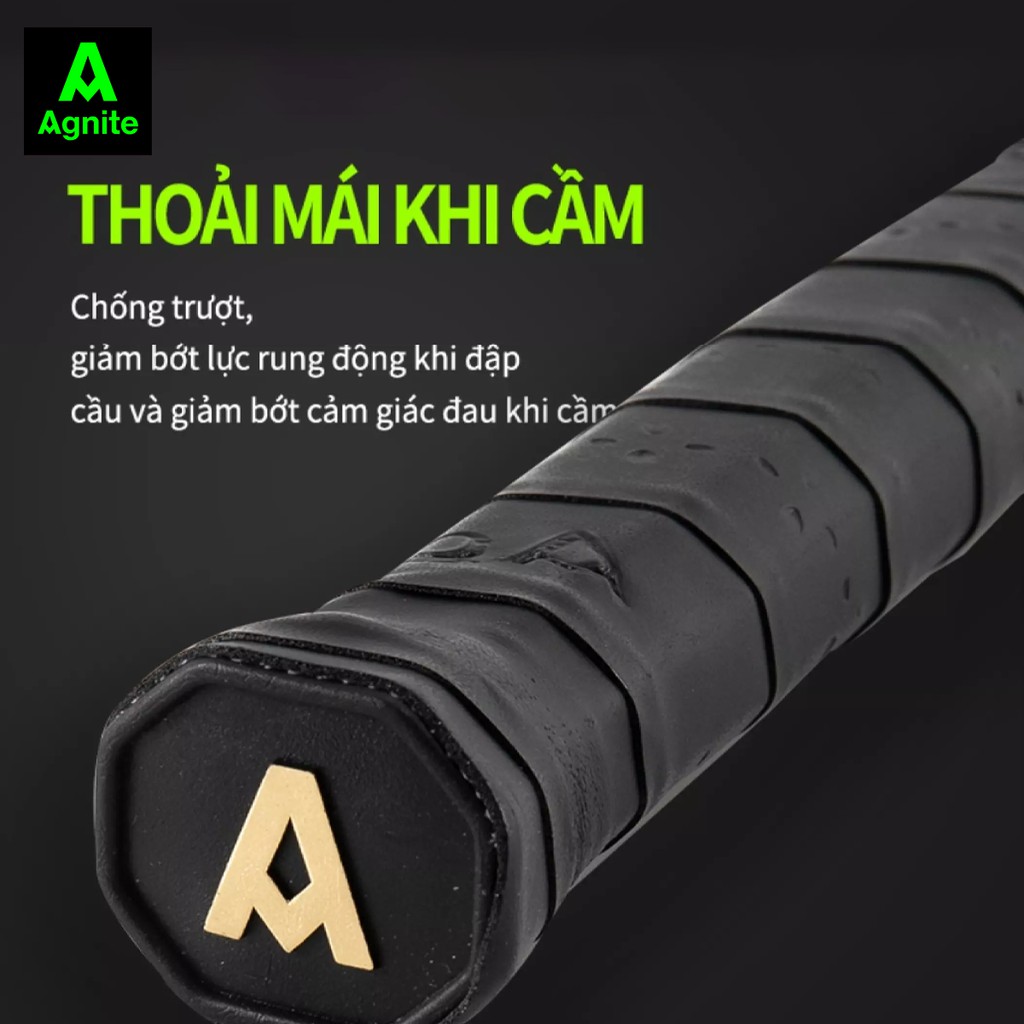 Hình ảnh Cặp vợt cầu lông siêu nhẹ cán liền quấn dây cao su Agnite - Khung carbon cao cấp - 2 chiếc - Màu xanh neon - Kèm bao đựng - Hàng chính hãng - F2100