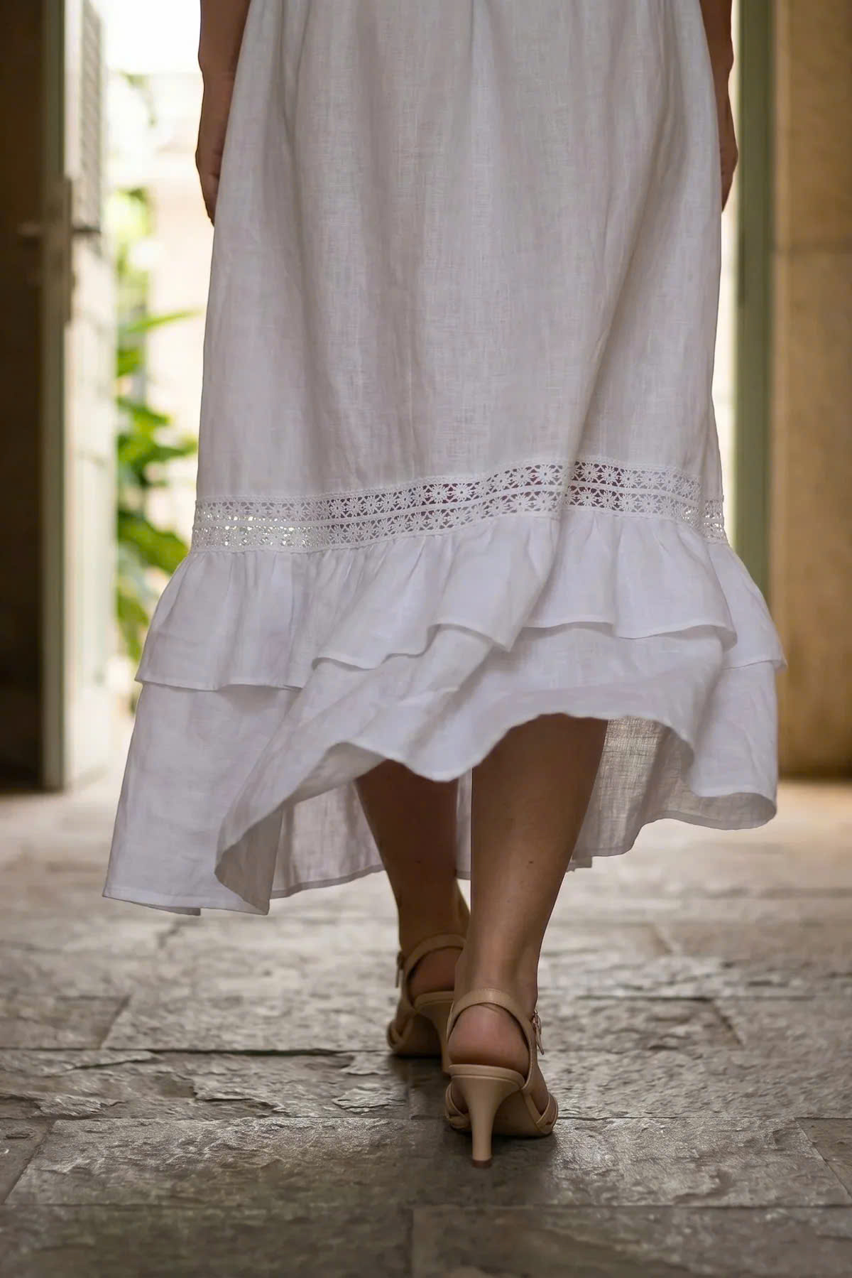 Đầm Maxi Phối Ren Linen Trắng Minh Duyên Dre237 Thời trang Hity
