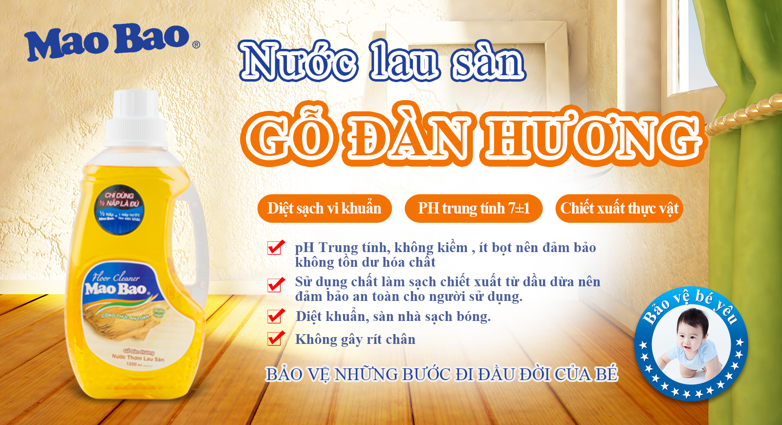 Nước Lau Sàn Gỗ Đàn Hương 1200ml