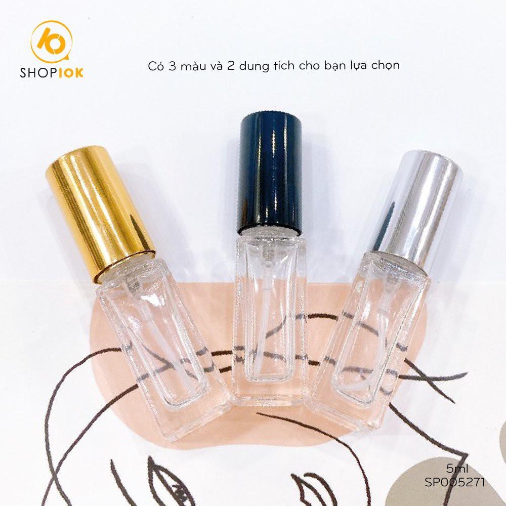 Chai chiết nước hoa thủy tinh, lọ đựng, vỏ chiết nước hoa dạng giọt, phun sương size 5ml, 10ml