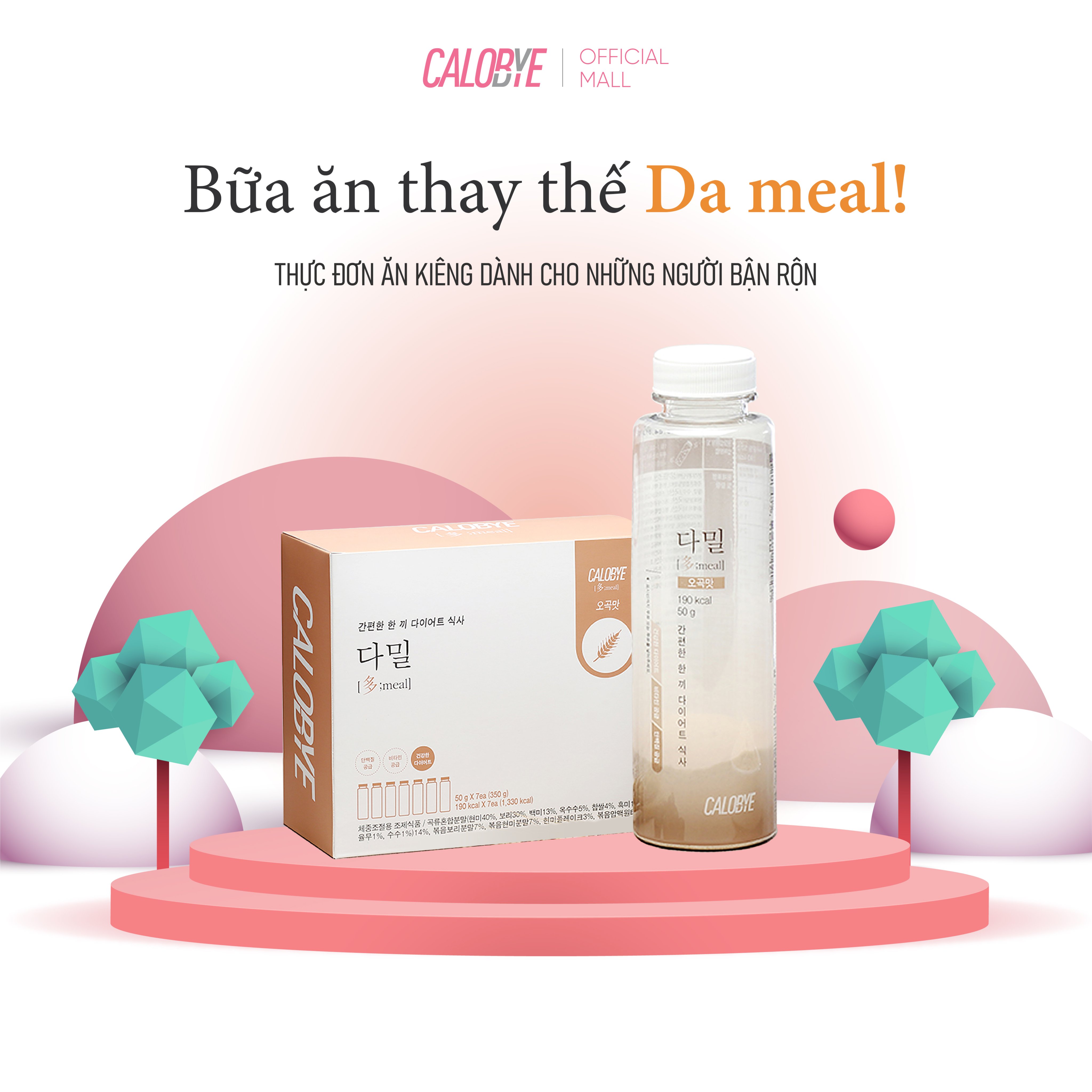 Bữa Ăn Thay Thế Calobye Da Meal Giúp Giảm Cân Giữ Dáng (Hộp 350g x 7 Chai)