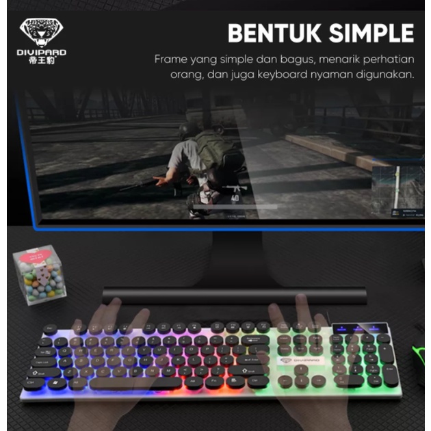 Bàn phím game thủ phím tròn Divipard GK-40 Punk Metal LED Rainbow - Hàng nhập khẩu