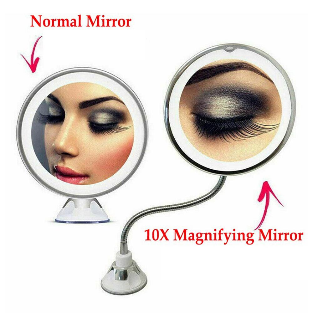 Gương trang điểm có đèn chiếu sáng linh hoạt phóng đại 10X, xoay 360 và có cốc hút