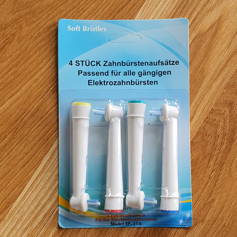 Cho máy Oral B, răng niềng, Set bộ 4 đầu bàn chải đánh răng điện New IP-17A cho răng niềng Minh House-Hàng chính hãng