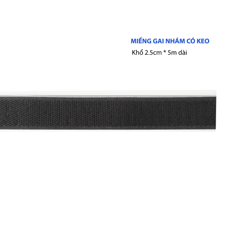 Miếng dán xé băng dính gai nhám có keo bản 2.5cm*5m, tách lẻ -(velcro tape/ khóa nhám)