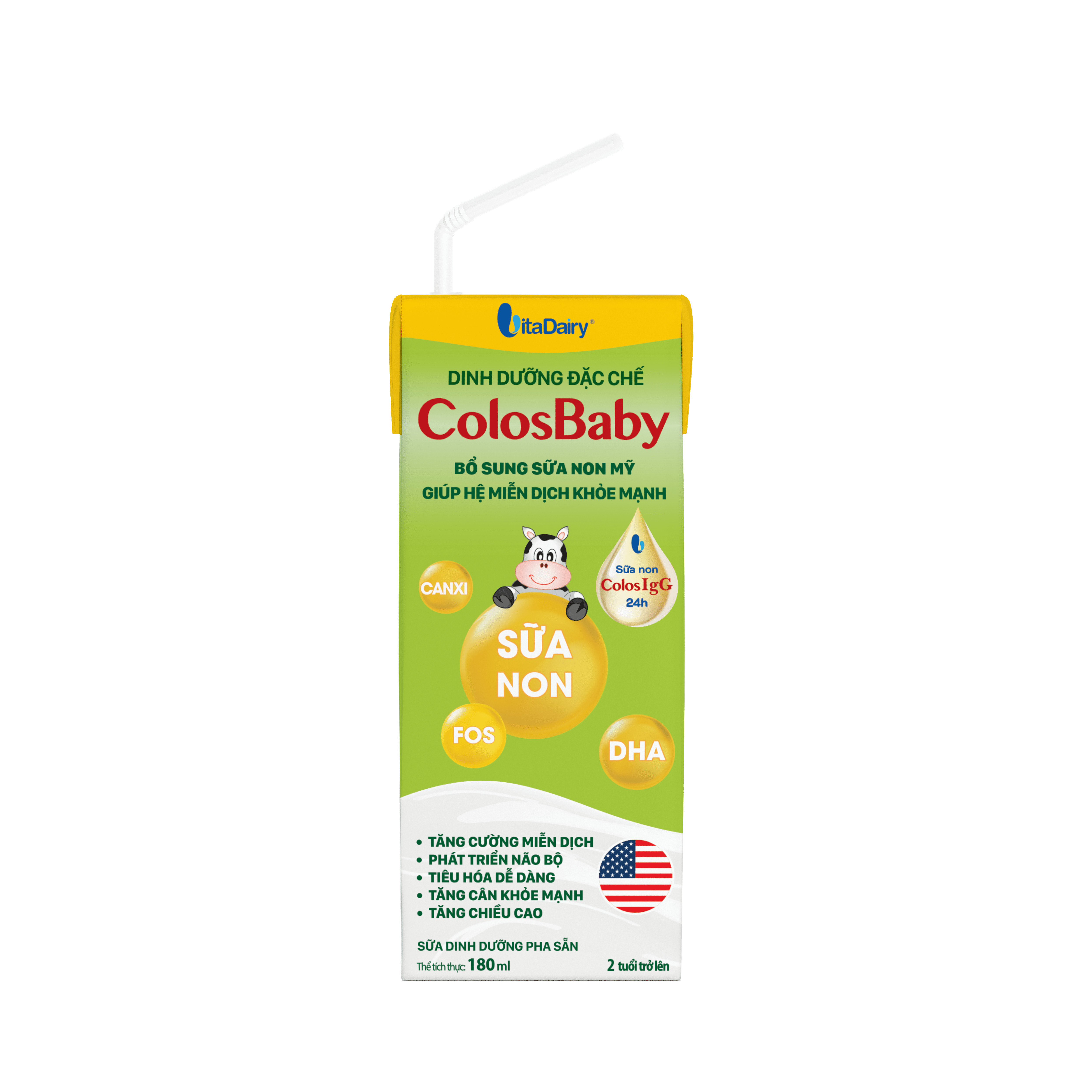 Lốc 4 hộp Sữa bột pha sẵn ColosBaby 180ml/hộp