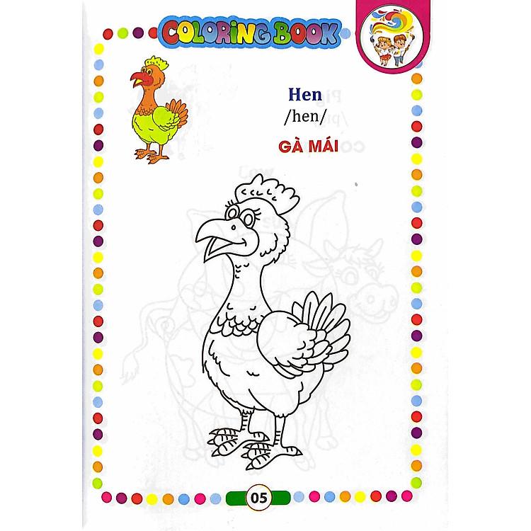 Sách Bé Tập Tô Màu - Động Vật Nuôi (Song Ngữ Anh - Việt)