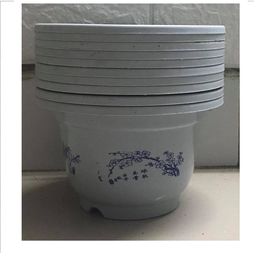 10 Chậu Nhựa Trồng Cây Hoa, Cây Cảnh Màu Trắng MiNi A200x130