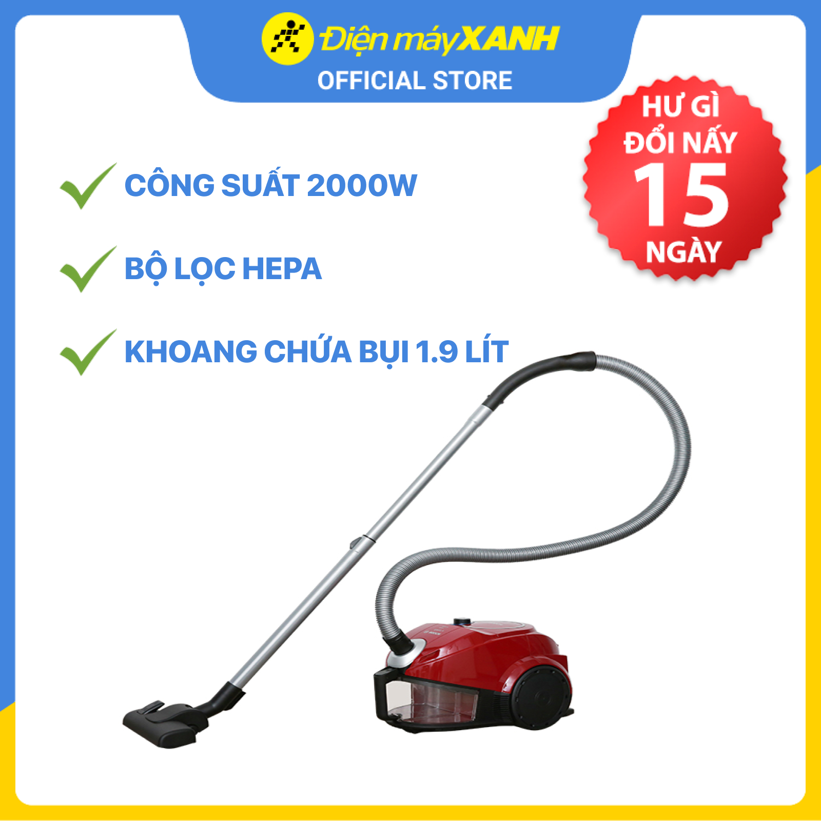 Máy Hút Bụi Bosch BGS3U2000 - Hàng Chính Hãng