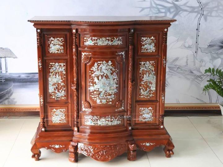 Tủ thờ gỗ căm xe khảm ốc , tủ thờ gỗ .bàn thờ ông bà cao cấp