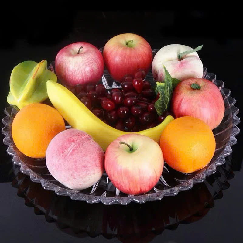 Dĩa Thủy Tinh Sâu Lòng, Đĩa Thuỷ Tinh Cao Cấp Hình Tròn 28.5cm Chưng Trái Cây Vàng Trắng - Hàng Loại 1 Chính Hãng MINIIN