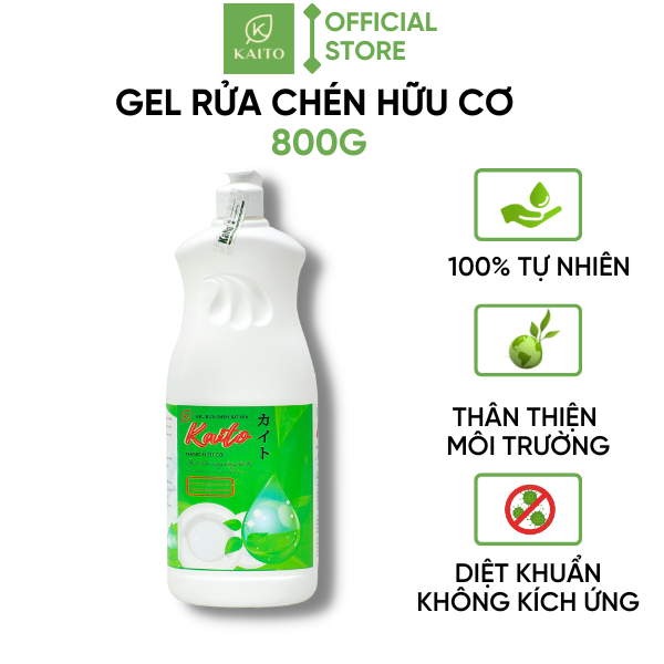 Gel Rửa Chén Bát Đĩa NANO Hữu Cơ KAITO Việt Nam -  800g