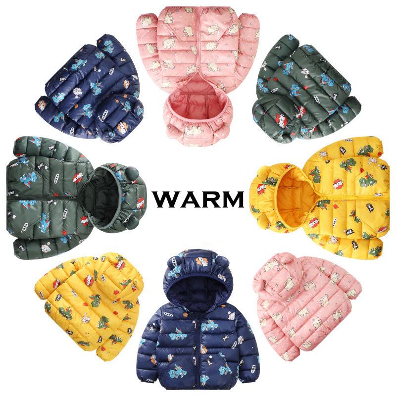 Trẻ Em Cotton Áo Dễ Thương Cho Bé Gái Bé Trai Quần Áo Thu Đông Ấm Trùm Đầu Trẻ Em Áo Khoác Ngoài Vải Hoạt Hình Cho Bé 0-4Years