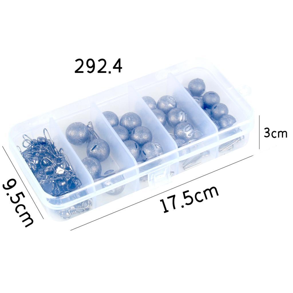 49pcs Fishing Weights Sinkers Kit 4 Sizes Cannonball Quick Insert Recyclable