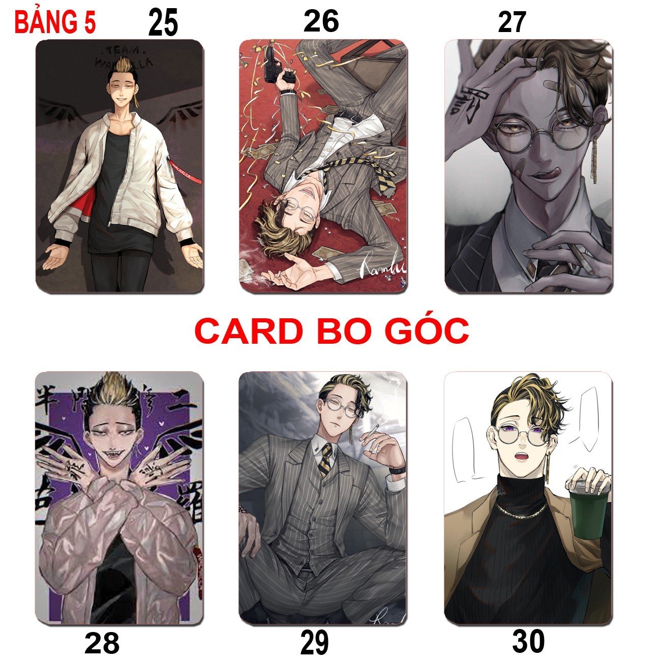 Card hình Hanemiya kazutora 6 ảnh khác nhau/ Thẻ card Hanemiya Kazutora Tokyo Revengers