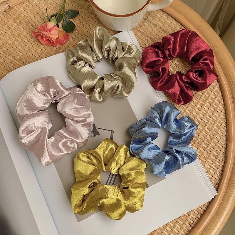 Scrunchies Thun Cột Tóc Nhung Xinh Xắn Phong Cách Hàn Quốc