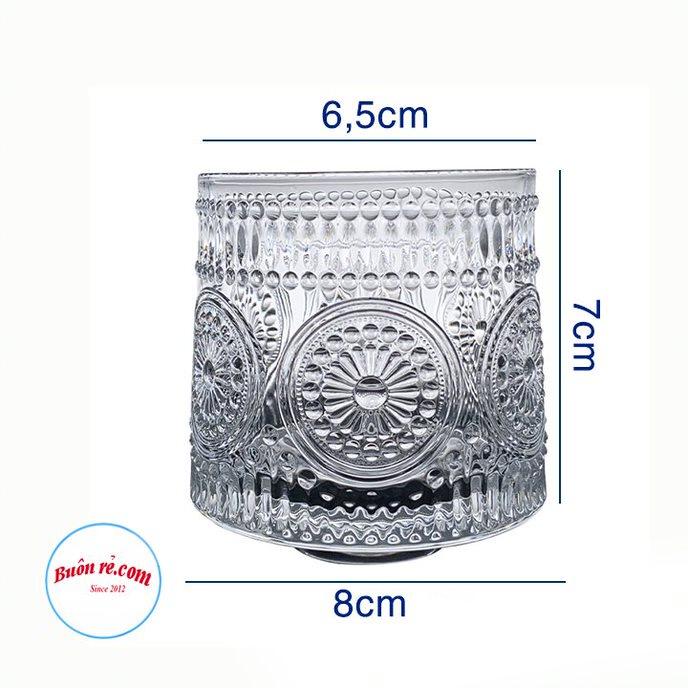Set 6 cốc đế lồi sang trọng cao cấp kèm hộp - Ly thủy tinh đế lồi xoay dễ dàng, họa tiết hiện đại, decor gia đình 01539