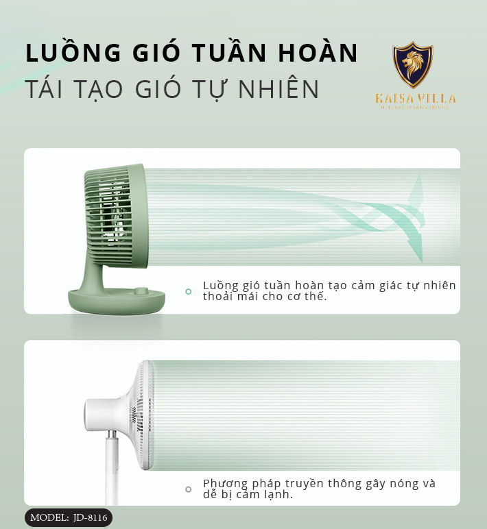 Quạt Để Bàn Mini Dùng Điện Trực Tiếp, Công Suất 25W Kaisa Villa JD-8016 - Hàng Chính Hãng