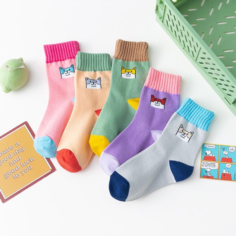 Set 5 Đôi Tất, Vớ Cao Cổ, Chất Liệu 100% Cotton Cao Cấp, Thoáng Khí, Kháng Khuẩn, Họa Tiết Hoạt Hình, Cho Bé 1-5 Tuổi