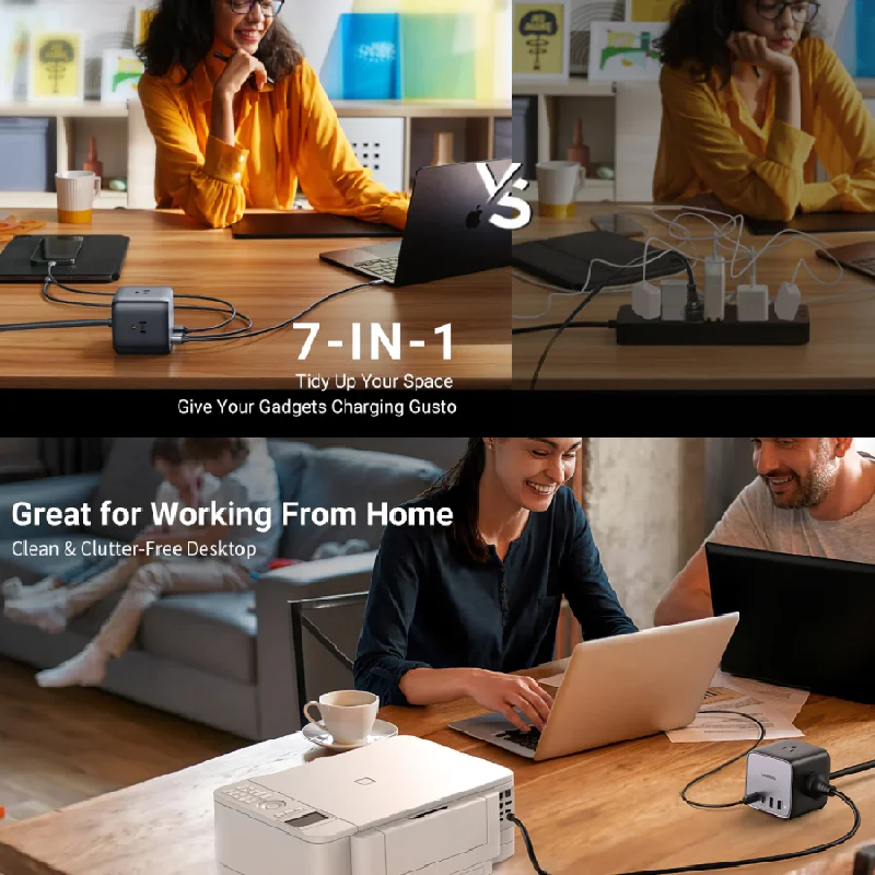Cục sạc nhanh 65W GaN 3 DigiNest Cube 2xUSB C, 2xUSB A, 3xAC Ugreen 40861 CD268 - thương hiệu đến từ HongKong hàng chính hãng UGREEN có bảo hành !!!