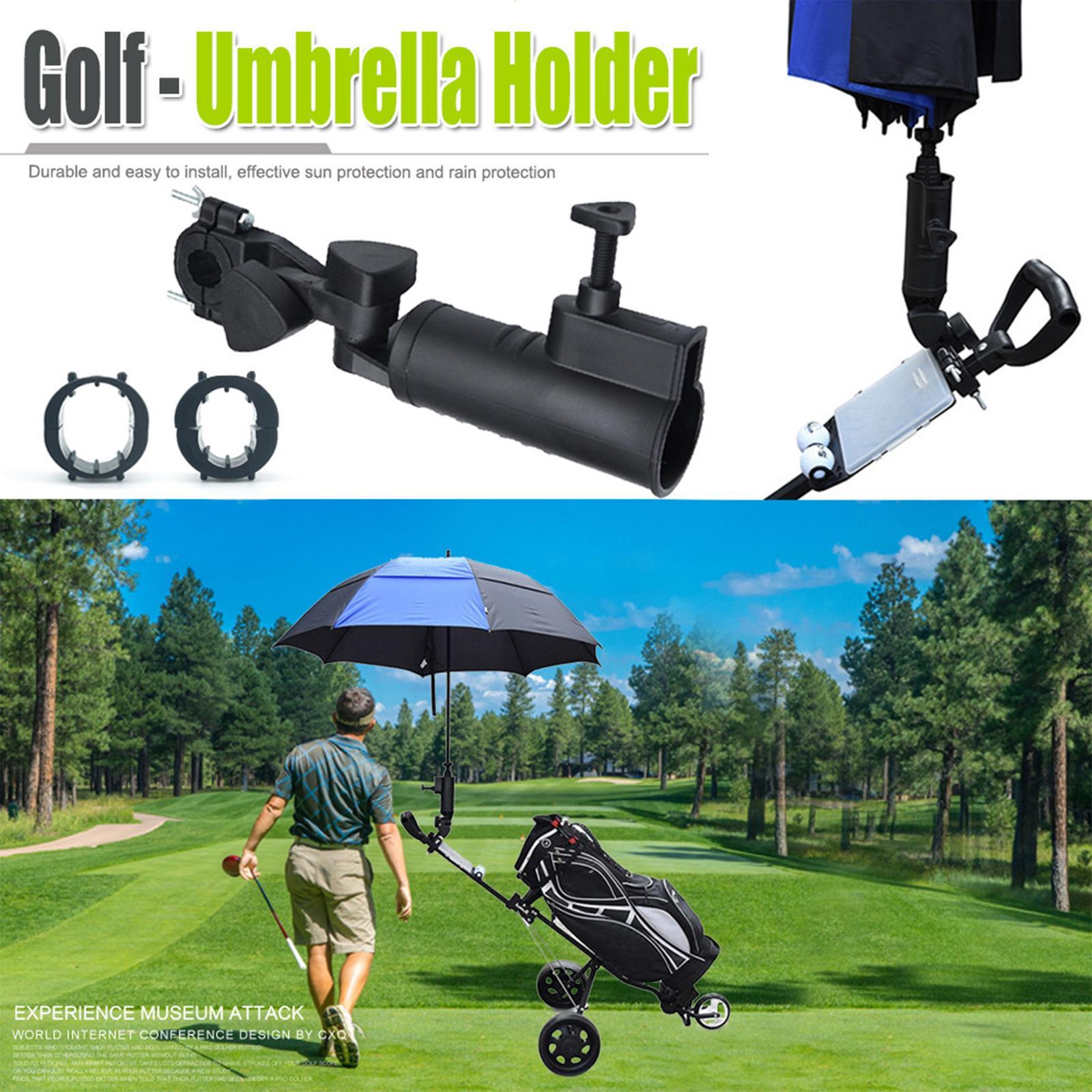 Golf Cart Umbrella Holder Clamp Mount, Umbrella Clip Mounting Durable Practical Easy to Install Golf Umbrella Holder Stand Clamp for Practice
