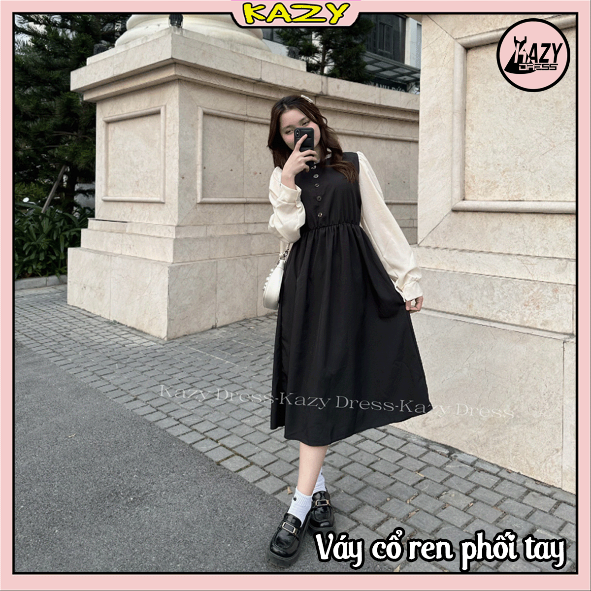 Váy ren cổ cúc tiểu thư siêu xinh KAZY DRESS V001