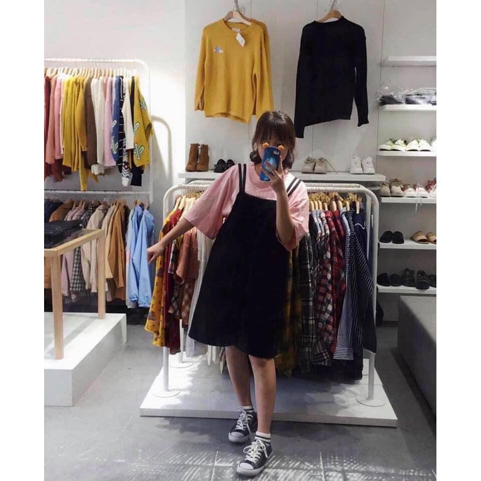 Váy yếm kaki 2 túi style Hàn Quốc dễ thương