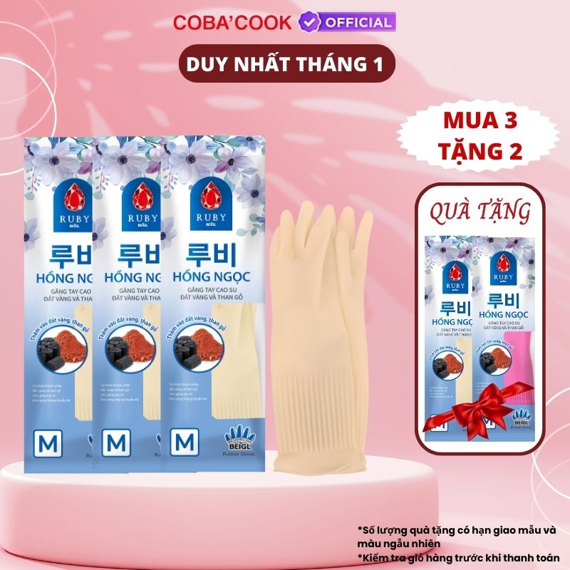 Bộ 3 Đôi Găng Tay Cao Su Ruby 37cm