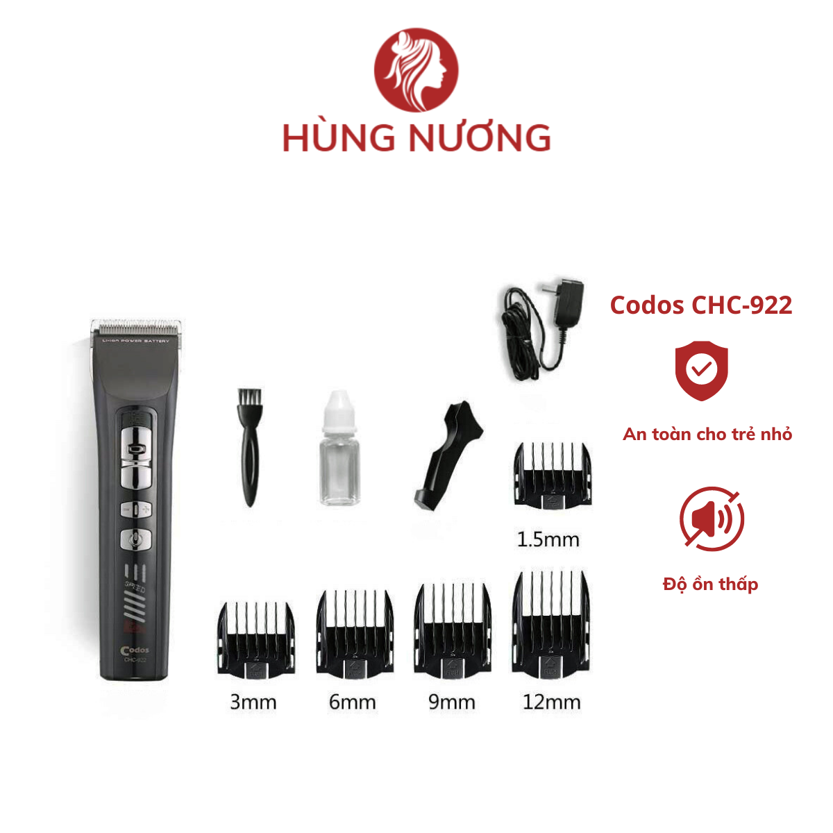 Tông Đơ Cắt Tóc Trẻ Em CODOS CHC-922 Chuyên Nghiệp, Gọn Nhẹ, Dễ sử dụngTẶNG Áo Choàng Cắt Tóc- Tăng Đơ Cắt Tóc Trẻ Em