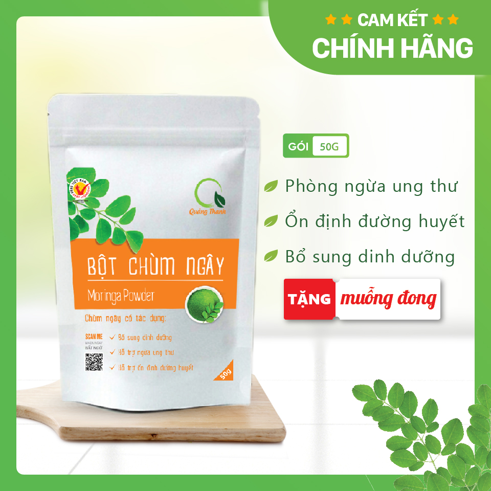 [CHÍNH HÃNG] Bột Chùm Ngây Quảng Thanh 100% Nguyên Chất Sấy Lạnh - Ngừa ung thư, ổn định đường huyết - Gói 50 gr