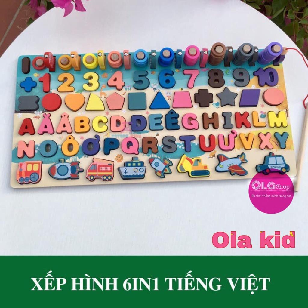 Đồ chơi Câu cá gỗ 7 trong 1 chữ tiếng việt và phương tiện...