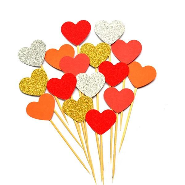 4/10 Pieces Glitter Handmade Beautiful Love Heart Cupcake Toppers Cake Birthday Party Wedding Party Decoration