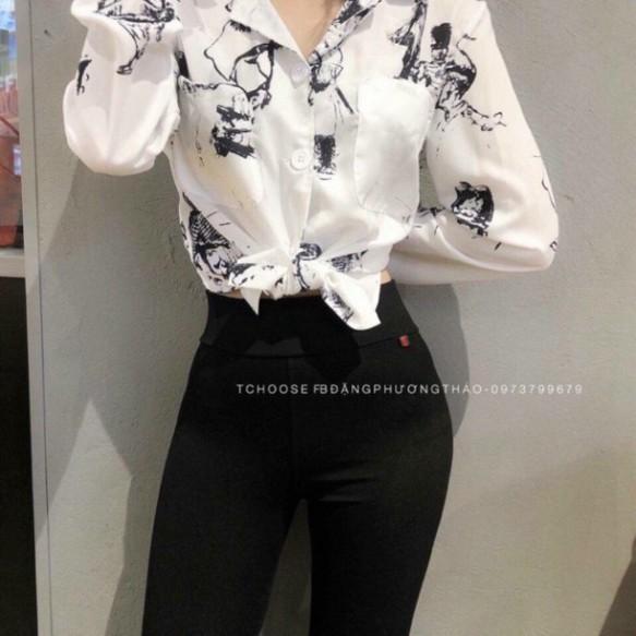 Quần Legging cạp cao gel bụng chất umi hàn_mã L01