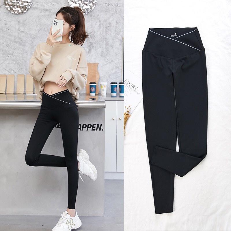 Quần legging cạp chéo cạp cao gen bụng vải umi