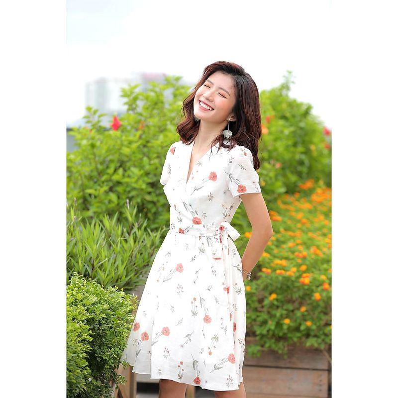 Đầm hoa nhí đỏ cam siêu xinh 42_ 50kg
