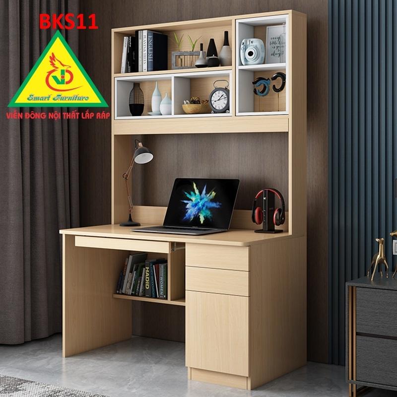 Bàn làm việc, bàn học khung sắt mặt gỗ BKS11 - Nội thất lắp ráp Viendong Adv