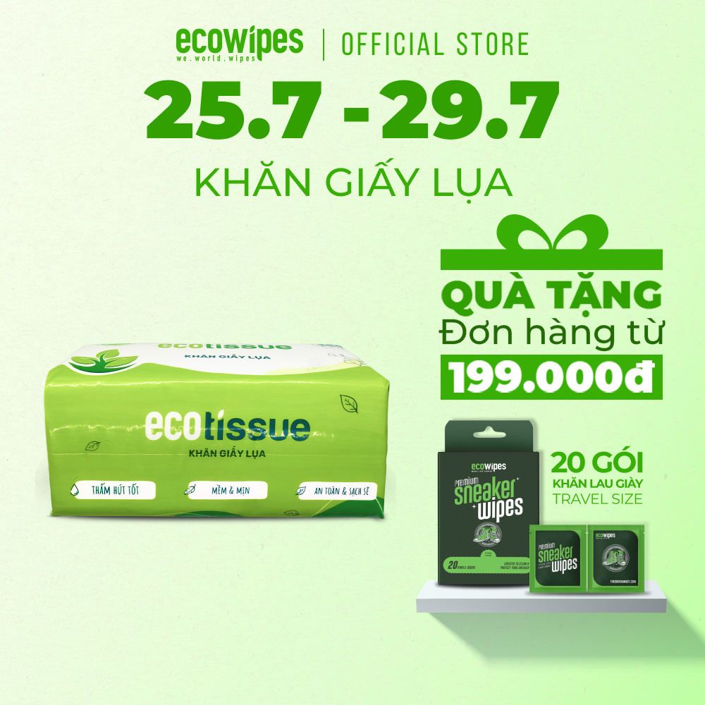 Khăn giấy lụa khăn giấy ăn rút Ecotissue gói 250 tờ thấm hút tốt mềm mịn an toàn sạch sẽ