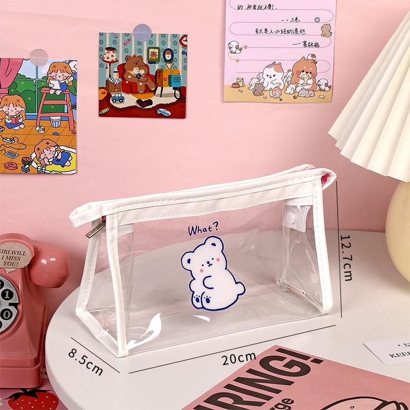 Túi đựng bút mỹ phẩm trong suốt hoạ tiết dễ thương TN01