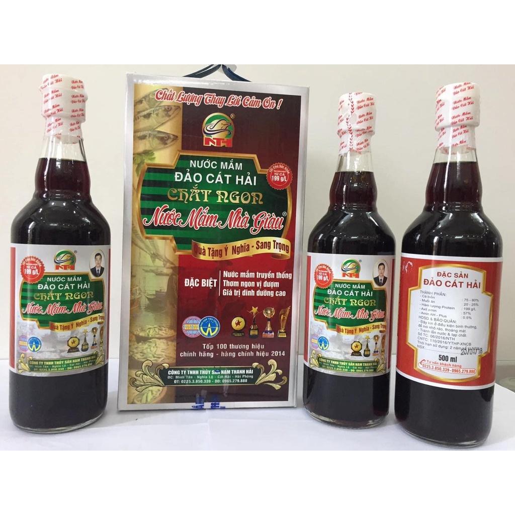 Hộp 4 chai Nước Mắm Chắt Ngon Nhà Giàu độ đạm cao, dung tích 500ml/chai