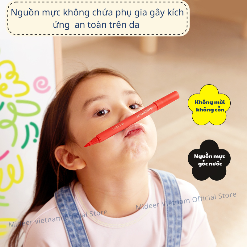 Bút đánh dấu màu dạ nước Mideer Acrylic Markers, Bút nhớ highlight cho bé