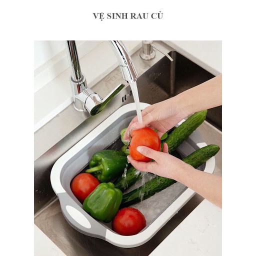Bộ Chậu Gấp Gọn Đa Năng  Kèm Thớt 2 in 1 - Siêu Tiện Dụng