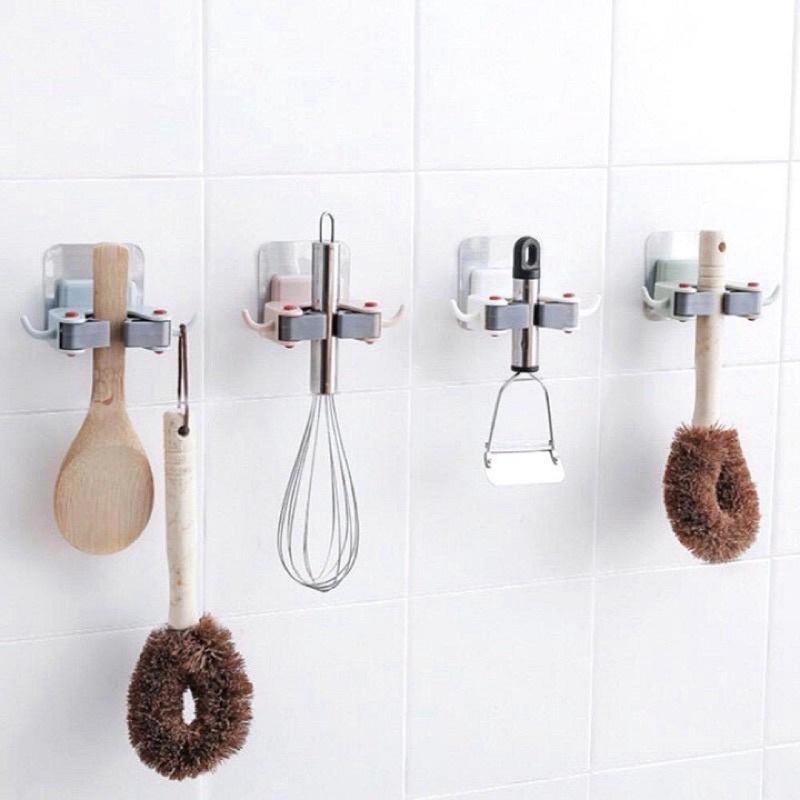 Móc dán tường treo chổi vật dụng gia đình, kẹp giữ chổi lau