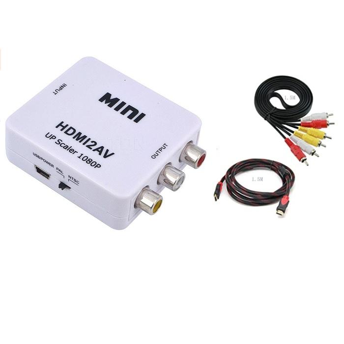 Bộ chuyển đổi HDMI to AV MINI HDMI2AV (Tặng cáp HDMI và dây AV3-3 dài 1,5m)