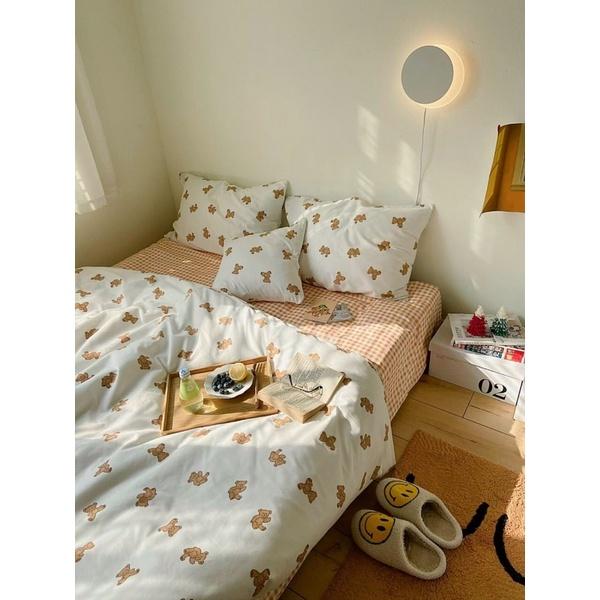 Set Cotton Living Hàng Nhập Khẩu Cao Cấp 4 Món Gấu Teddy