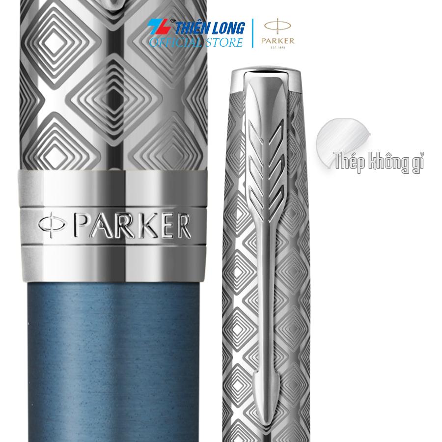 Bút bi cao cấp Parker SON X-Metal Blue CT GB-2119649 - Thép không gỉ