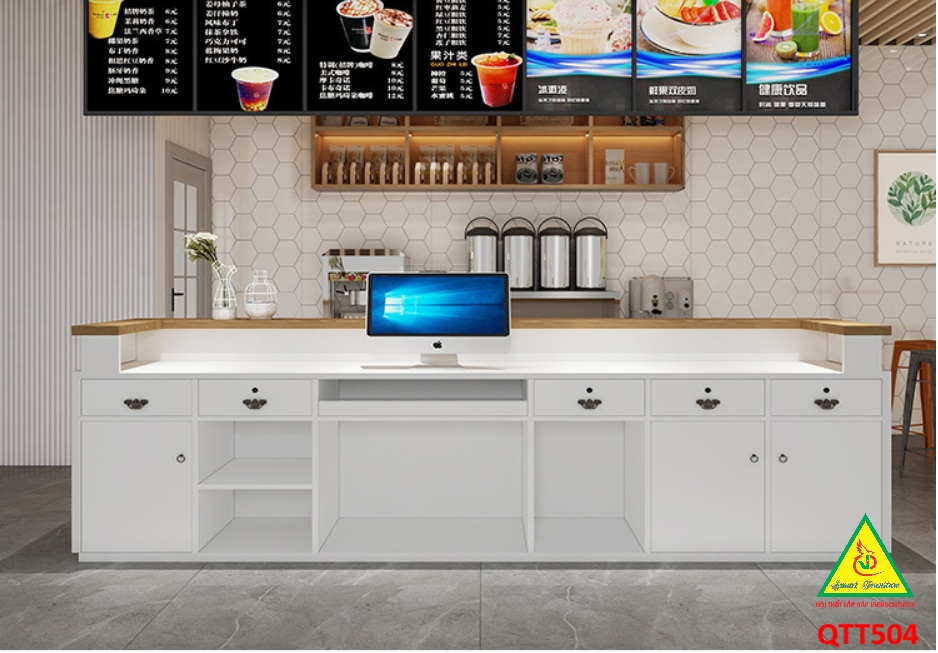 Bàn thu ngân, bàn lễ tân, bàn tính tiền bằng gỗ MDF QTT504 - NỘI THẤT LẮP RÁP VIENDONGADV
