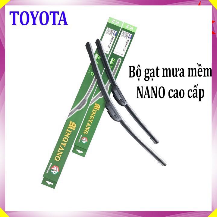 Gạt nước mưa ô tô Nano Mềm cao cấp dành cho hãng xe Toyota (Bộ 2): Camry-Altis-Yaris-Fortuner-Vios-Hilux-Innova-LandCuis