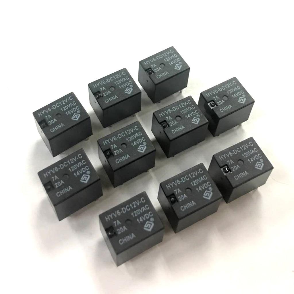 10,1 Mini Rơle điện Chung Rơle HYV6-PCB-C 12V 5PIN Rơle ô Tô Màu đen
