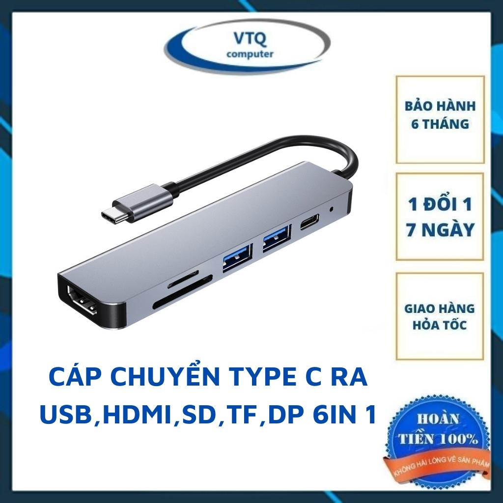 Bộ Chuyển Đổi 6 Trong 1 đa năng cổng chuyển đổi chia cổng USB 3.0 tốc độ 500Mb/s SD, TF, 4K,HDMI cho MacBook lap